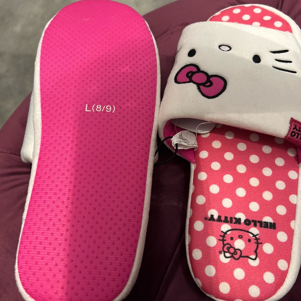 Hello Kitty Pink and White Polka Dot Slippers